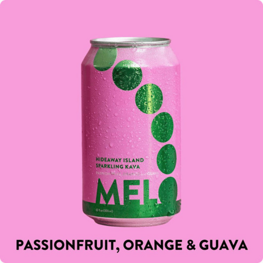 Melo Sparkling Kava Passionfruit, Orange, and Guava